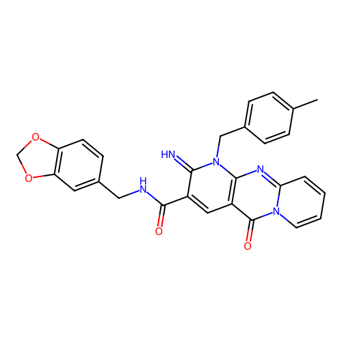 N-(1,3-benzodioxol-5-ylmethyl)-2-imino-1-(4-methylbenzyl)-5-oxo-1,5-dihydro-2H-dipyrido[1,2-a:2',3'-d]pyrimidine-3-carboxamide structure
