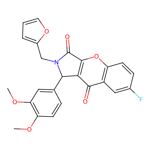 1-(3,4-dimethoxyphenyl)-7-fluoro-2-(furan-2-ylmethyl)-1,2-dihydrochromeno[2,3-c]pyrrole-3,9-dione structure