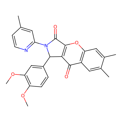 1-(3,4-dimethoxyphenyl)-6,7-dimethyl-2-(4-methylpyridin-2-yl)-1,2-dihydrochromeno[2,3-c]pyrrole-3,9-dione structure