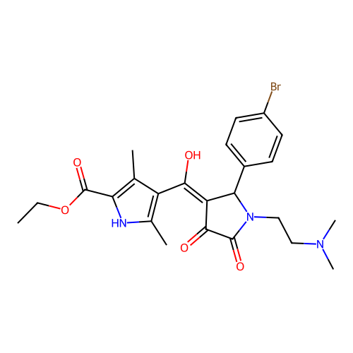 ethyl 4-({1-[2-(dimethylamino)ethyl]-2-(4-bromophenyl)-4-hydroxy-5-oxo(3-pyrro lin-3-yl)}carbonyl)-3,5-dimethylpyrrole-2-carboxylate structure