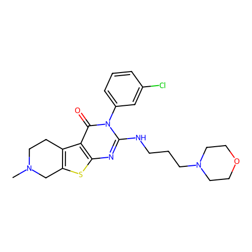 3-(3-chlorophenyl)-7-methyl-2-((3-morpholinopropyl)amino)-5,6,7,8-tetrahydropyrido[4',3':4,5]thieno[2,3-d]pyrimidin-4(3H)-one structure