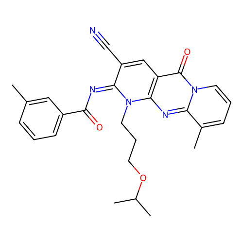 (Z)-N-(3-cyano-1-(3-isopropoxypropyl)-10-methyl-5-oxo-1H-dipyrido[1,2-a:2',3'-d]pyrimidin-2(5H)-ylidene)-3-methylbenzamide structure