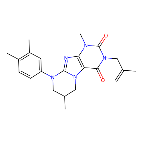 9-(3,4-dimethylphenyl)-1,7-dimethyl-3-(2-methylprop-2-en-1-yl)-6,7,8,9-tetrahydropyrimido[2,1-f]purine-2,4(1H,3H)-dione structure