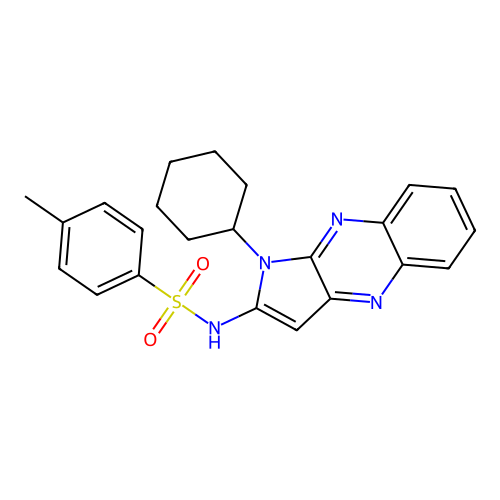 N-(1-cyclohexyl-1H-pyrrolo[2,3-b]quinoxalin-2-yl)-4-methylbenzenesulfonamide structure