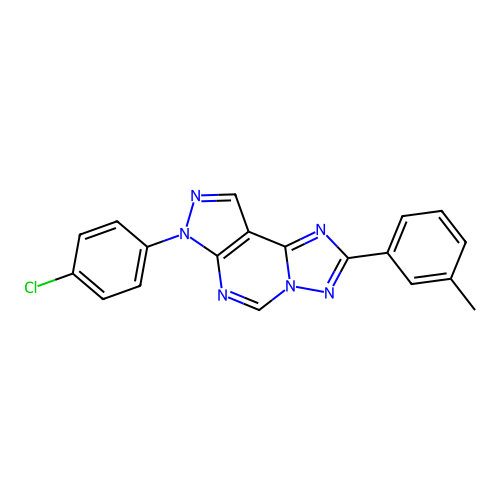 7-(4-chlorophenyl)-2-(3-methylphenyl)-7H-pyrazolo[4,3-e][1,2,4]triazolo[1,5-c]pyrimidine structure