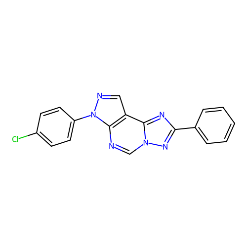 7-(4-chlorophenyl)-2-phenyl-7H-pyrazolo[4,3-e][1,2,4]triazolo[1,5-c]pyrimidine structure