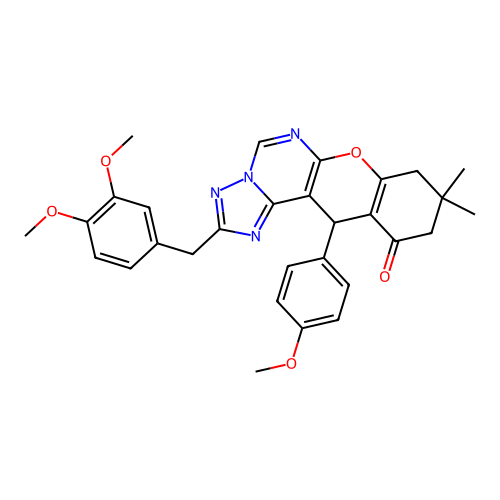 2-(3,4-dimethoxybenzyl)-12-(4-methoxyphenyl)-9,9-dimethyl-8,9,10,12-tetrahydro-11H-chromeno[3,2-e][1,2,4]triazolo[1,5-c]pyrimidin-11-one structure