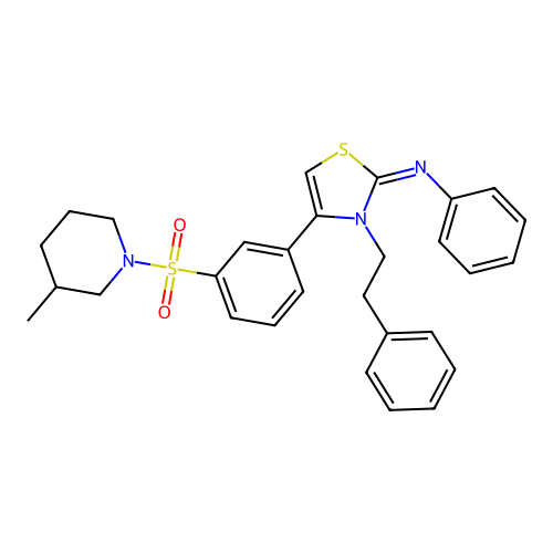N-[(2Z)-4-{3-[(3-methylpiperidin-1-yl)sulfonyl]phenyl}-3-(2-phenylethyl)-1,3-thiazol-2(3H)-ylidene]aniline structure