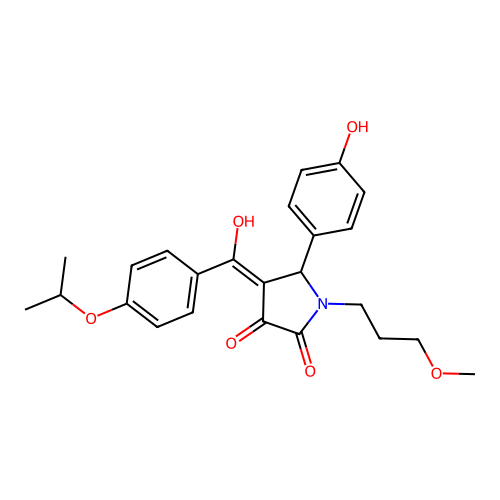 3-hydroxy-5-(4-hydroxyphenyl)-1-(3-methoxypropyl)-4-[4-(propan-2-yloxy)benzoyl]-2,5-dihydro-1H-pyrrol-2-one structure