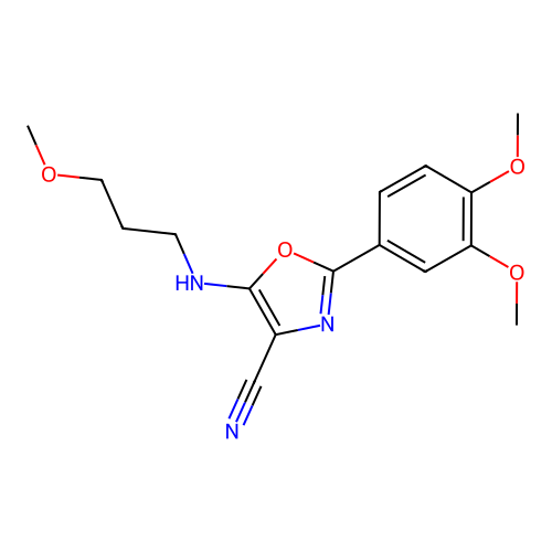 2-(3,4-Dimethoxyphenyl)-5-[(3-methoxypropyl)amino]-1,3-oxazole-4-carbonitrile structure