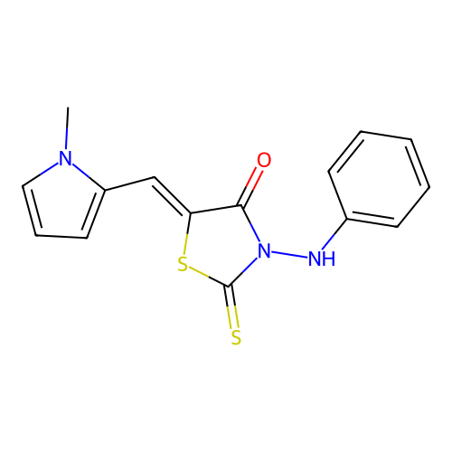 (Z)-5-((1-methyl-1H-pyrrol-2-yl)methylene)-3-(phenylamino)-2-thioxothiazolidin-4-one structure