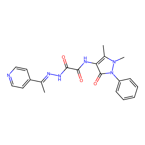 N-(1,5-dimethyl-3-oxo-2-phenylpyrazol-4-yl)-N'-[(E)-1-pyridin-4-ylethylideneamino]oxamide structure
