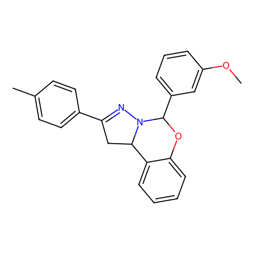 5-(3-methoxyphenyl)-2-(4-methylphenyl)-1,10b-dihydropyrazolo[1,5-c][1,3]benzoxazine structure