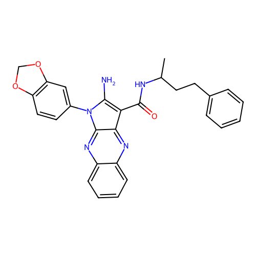 2-amino-1-(1,3-benzodioxol-5-yl)-N-(4-phenylbutan-2-yl)-1H-pyrrolo[2,3-b]quinoxaline-3-carboxamide structure
