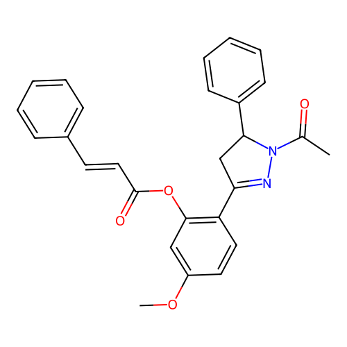 [2-(1-acetyl-5-phenyl-4,5-dihydropyrazol-3-yl)-5-methoxy-phenyl] 3-phenylprop-2-enoate structure