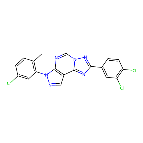7-(5-chloro-2-methylphenyl)-2-(3,4-dichlorophenyl)-7H-pyrazolo[4,3-e][1,2,4]triazolo[1,5-c]pyrimidine structure