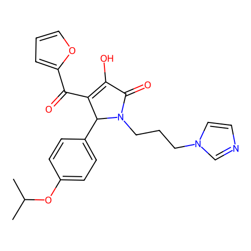 1-(3-(1H-imidazol-1-yl)propyl)-4-(furan-2-carbonyl)-3-hydroxy-5-(4-isopropoxyphenyl)-1H-pyrrol-2(5H)-one structure