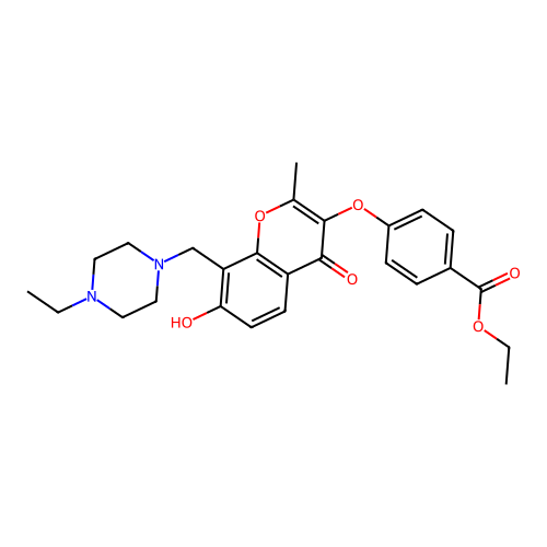 ethyl 4-({8-[(4-ethylpiperazin-1-yl)methyl]-7-hydroxy-2-methyl-4-oxo-4H-chromen-3-yl}oxy)benzoate structure