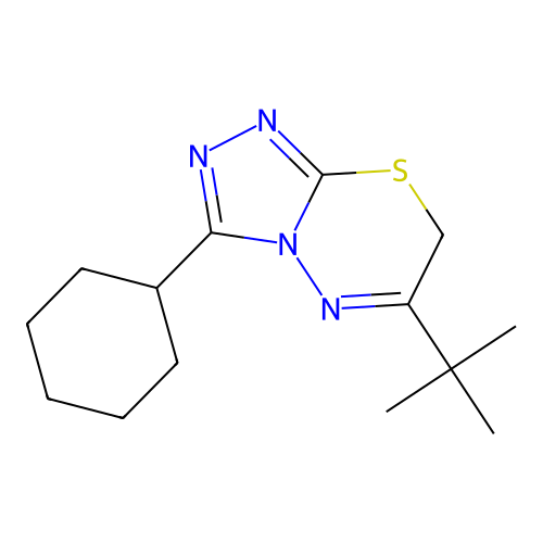 6-tert-butyl-3-cyclohexyl-7H-[1,2,4]triazolo[3,4-b][1,3,4]thiadiazine structure