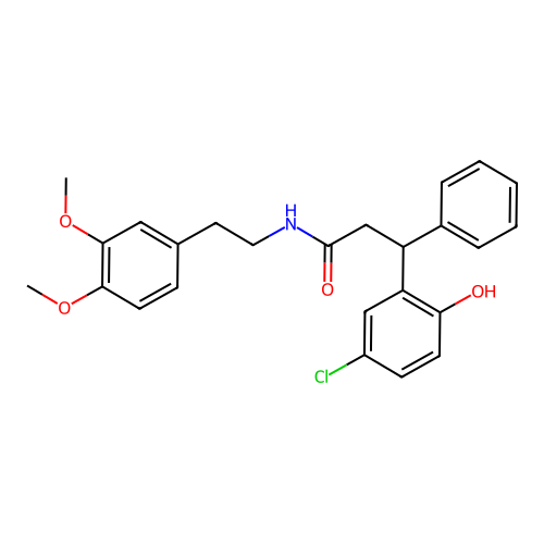 3-(5-chloro-2-hydroxyphenyl)-N-[2-(3,4-dimethoxyphenyl)ethyl]-3-phenylpropanamide structure