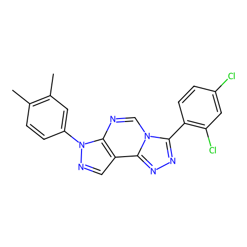 3-(2,4-dichlorophenyl)-7-(3,4-dimethylphenyl)-7H-pyrazolo[4,3-e][1,2,4]triazolo[4,3-c]pyrimidine structure