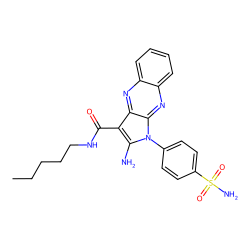 2-amino-N-pentyl-1-(4-sulfamoylphenyl)-1H-pyrrolo[2,3-b]quinoxaline-3-carboxamide structure
