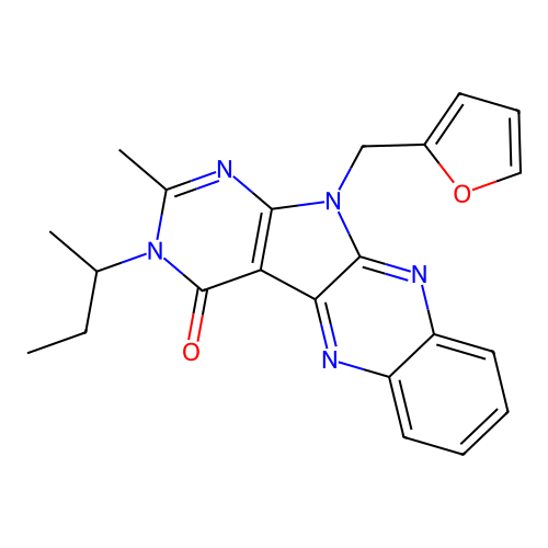 3-(butan-2-yl)-11-(furan-2-ylmethyl)-2-methyl-3,11-dihydro-4H-pyrimido[5',4':4,5]pyrrolo[2,3-b]quinoxalin-4-one structure