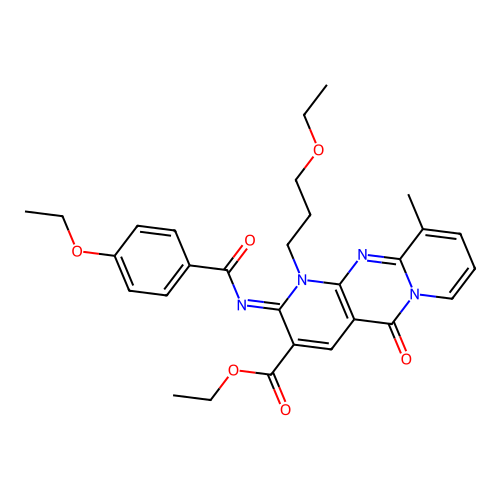 (Z)-ethyl 2-((4-ethoxybenzoyl)imino)-1-(3-ethoxypropyl)-10-methyl-5-oxo-2,5-dihydro-1H-dipyrido[1,2-a:2',3'-d]pyrimidine-3-carboxylate structure