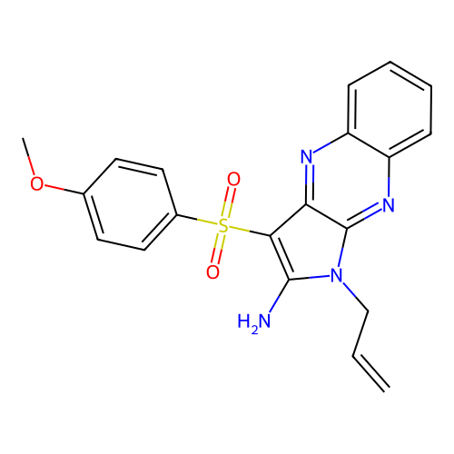 1-allyl-3-((4-methoxyphenyl)sulfonyl)-1H-pyrrolo[2,3-b]quinoxalin-2-amine structure