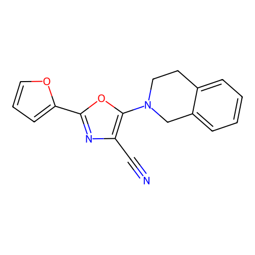 5-(3,4-dihydro-1H-isoquinolin-2-yl)-2-(2-furanyl)-4-oxazolecarbonitrile structure