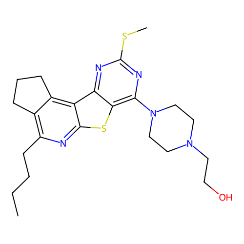 2-(4-(4-butyl-9-(methylthio)-2,3-dihydro-1H-cyclopenta[4',5']pyrido[3',2':4,5]thieno[3,2-d]pyrimidin-7-yl)piperazin-1-yl)ethanol structure