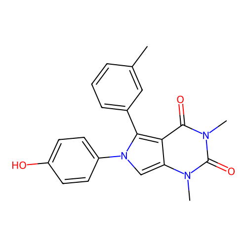 6-(4-hydroxyphenyl)-1,3-dimethyl-5-(3-methylphenyl)pyrrolo[3,4-d]pyrimidine-2,4-dione structure