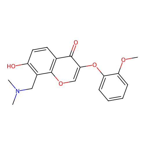 8-Dimethylaminomethyl-7-hydroxy-3-(2-methoxy-phenoxy)-chromen-4-one structure