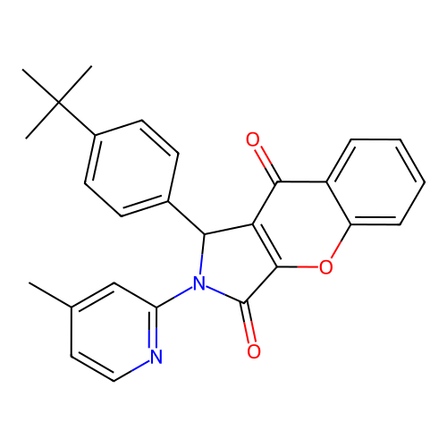 1-(4-tert-butylphenyl)-2-(4-methylpyridin-2-yl)-1,2-dihydrochromeno[2,3-c]pyrrole-3,9-dione structure