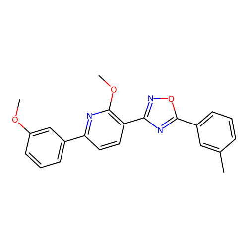 3-(2-methoxy-6-(3-methoxyphenyl)pyridin-3-yl)-5-(m-tolyl)-1,2,4-oxadiazole structure