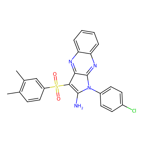 1-(4-chlorophenyl)-3-((3,4-dimethylphenyl)sulfonyl)-1H-pyrrolo[2,3-b]quinoxalin-2-amine structure