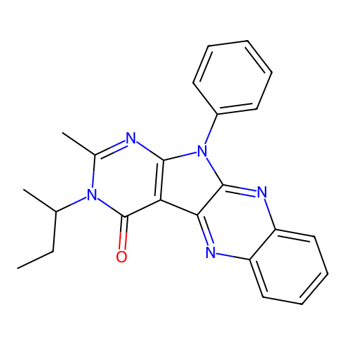 3-(butan-2-yl)-2-methyl-11-phenyl-3,11-dihydro-4H-pyrimido[5',4':4,5]pyrrolo[2,3-b]quinoxalin-4-one structure