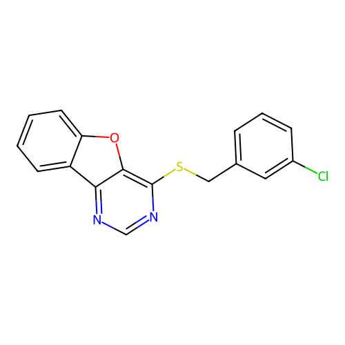 4-[(3-Chlorobenzyl)sulfanyl][1]benzofuro[3,2-d]pyrimidine structure