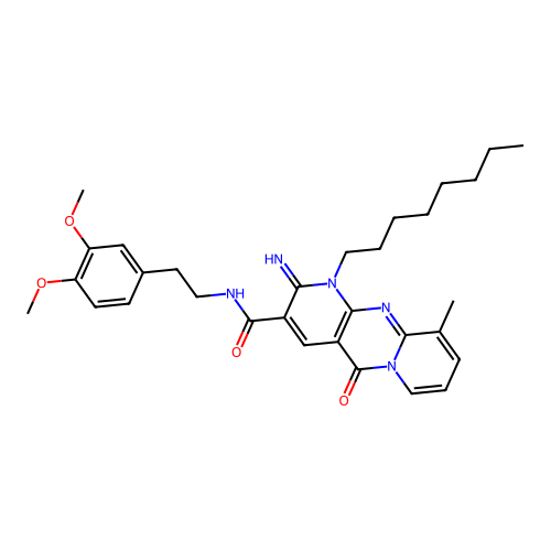 N-[2-(3,4-dimethoxyphenyl)ethyl]-2-imino-10-methyl-1-octyl-5-oxo-1,5-dihydro-2H-dipyrido[1,2-a:2',3'-d]pyrimidine-3-carboxamide structure