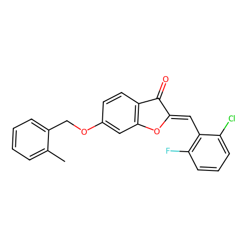 (2Z)-2-(2-chloro-6-fluorobenzylidene)-6-[(2-methylbenzyl)oxy]-1-benzofuran-3(2H)-one structure