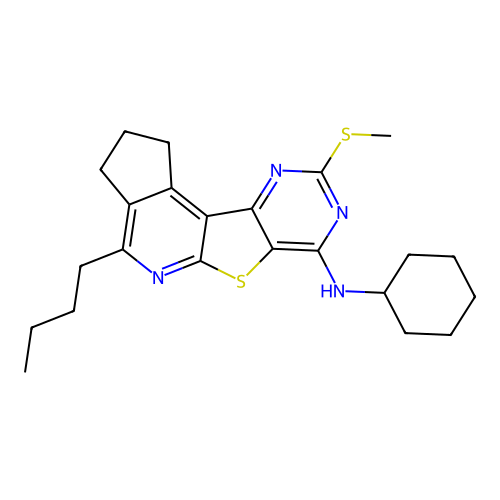 4-butyl-N-cyclohexyl-9-(methylsulfanyl)-2,3-dihydro-1H-cyclopenta[4',5']pyrido[3',2':4,5]thieno[3,2-d]pyrimidin-7-amine structure