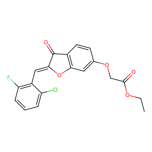 (Z)-ethyl 2-((2-(2-chloro-6-fluorobenzylidene)-3-oxo-2,3-dihydrobenzofuran-6-yl)oxy)acetate structure