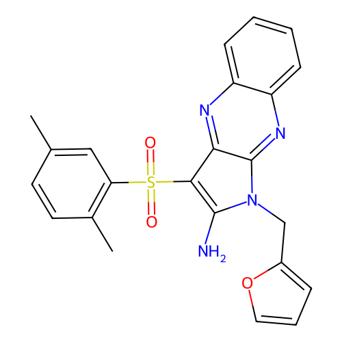 3-((2,5-dimethylphenyl)sulfonyl)-1-(furan-2-ylmethyl)-1H-pyrrolo[2,3-b]quinoxalin-2-amine structure