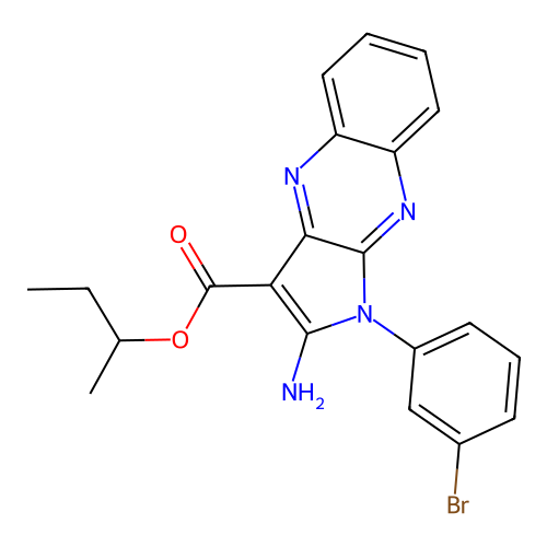 butan-2-yl 2-amino-1-(3-bromophenyl)-1H-pyrrolo[2,3-b]quinoxaline-3-carboxylate structure