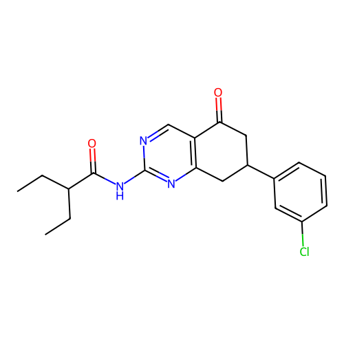 N-[7-(3-chlorophenyl)-5-oxo-5,6,7,8-tetrahydroquinazolin-2-yl]-2-ethylbutanamide structure