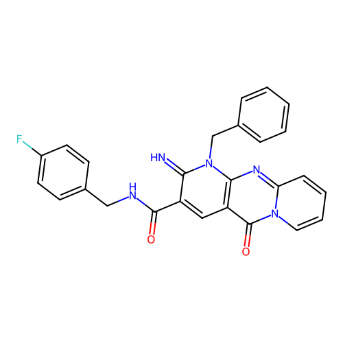 1-benzyl-N-(4-fluorobenzyl)-2-imino-5-oxo-1,5-dihydro-2H-dipyrido[1,2-a:2',3'-d]pyrimidine-3-carboxamide structure