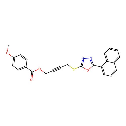 4-[(5-Naphthalen-1-yl-1,3,4-oxadiazol-2-yl)sulfanyl]but-2-ynyl 4-methoxybenzoate structure