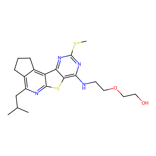 2-(2-((4-isobutyl-9-(methylthio)-2,3-dihydro-1H-cyclopenta[4',5']pyrido[3',2':4,5]thieno[3,2-d]pyrimidin-7-yl)amino)ethoxy)ethanol structure