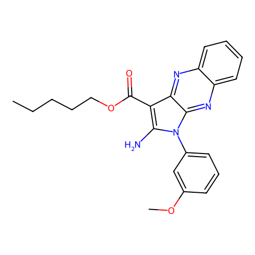 pentyl 2-amino-1-(3-methoxyphenyl)-1H-pyrrolo[2,3-b]quinoxaline-3-carboxylate structure