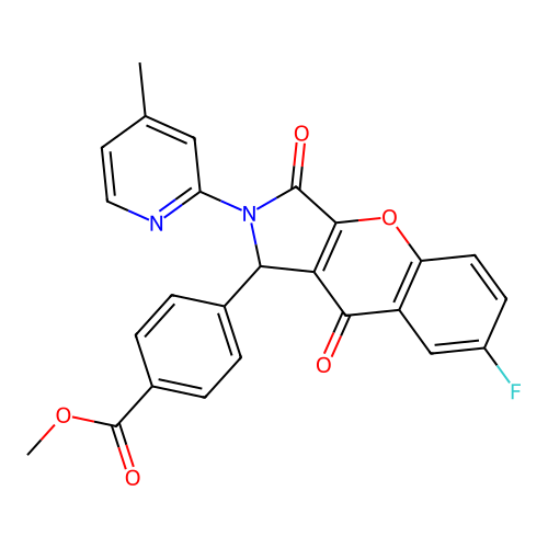 methyl 4-(7-fluoro-2-(4-methylpyridin-2-yl)-3,9-dioxo-1,2,3,9-tetrahydrochromeno[2,3-c]pyrrol-1-yl)benzoate structure